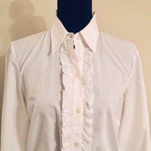 Vintage Eddie Bauer White cotton ruffle shirt